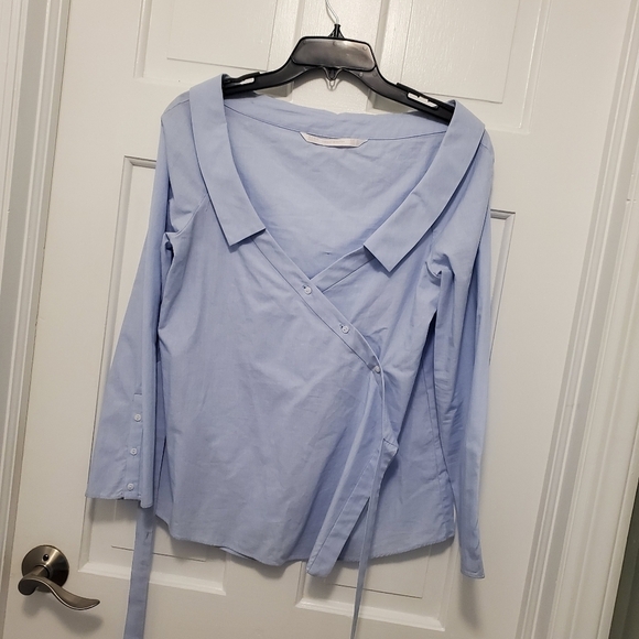 Zara Elegant Blue Women's Wrap Top - Picture 6 of 9